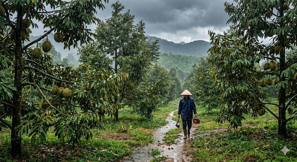 Mưa lớn và 5 sai lầm làm yếu cây Sầu riêng